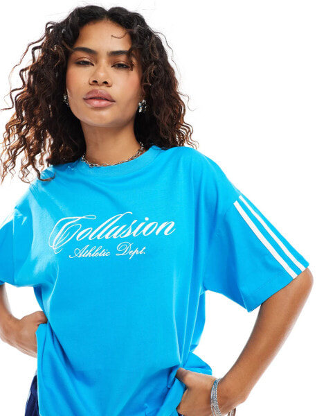 COLLUSION sporty t-shirt with branding in blue