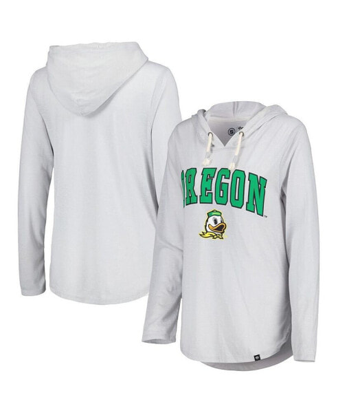 Women's Heathered Gray Oregon Ducks Core Cora Campus Hoodie Long Sleeve T-shirt