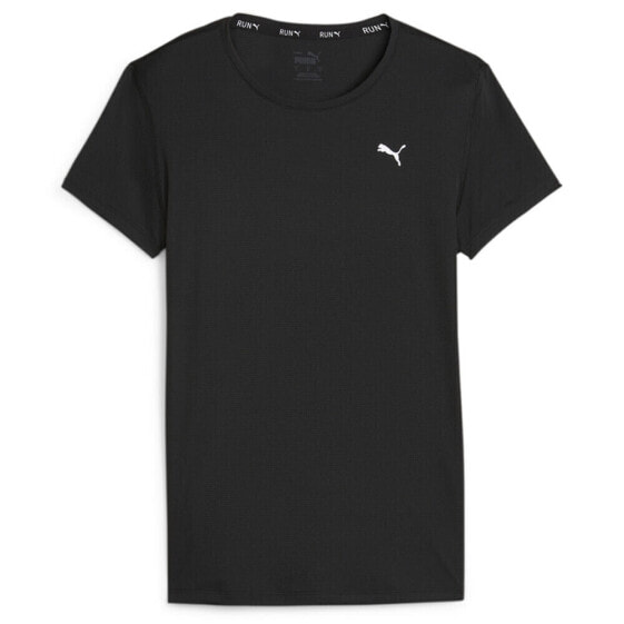 Puma Run Favorite Logo Crew Neck Short Sleeve Athletic T-Shirt Womens Black Casu