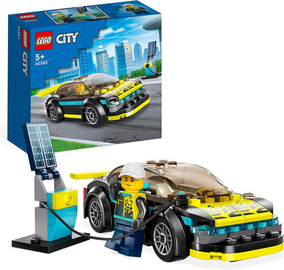 LEGO City 60383 Electric Sports Car Set, Racing Car with Mini Figure, Toy Car for Boys and Girls from 5 Years, Birthday Gift