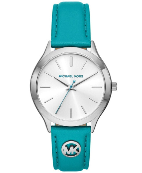 Women's Slim Runway Three-Hand Santorini Blue Leather Watch 38mm