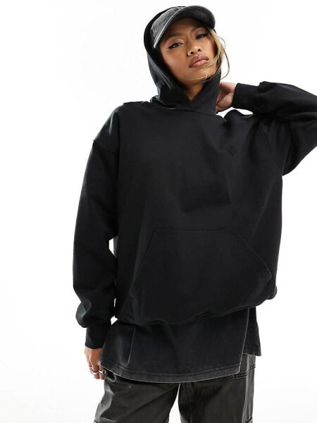 The Couture Club relaxed emblem hoodie in black