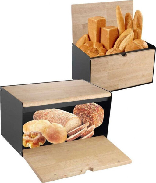 Klausberg wooden and steel bread box (KB-7386)