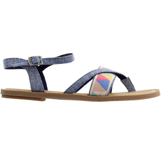 TOMS Lexie Geometric Flat Womens Blue Casual Sandals 10011786