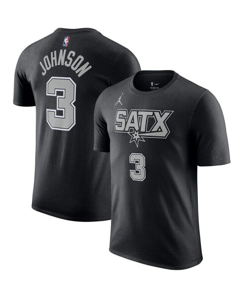 Men's Keldon Johnson Black San Antonio Spurs 2022/23 Statement Edition Name and Number T-shirt