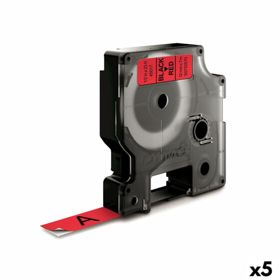 Ламинированная лента для офисной техники DYMO D1 45017 LabelManager™ Красно-чёрная (5 штук)