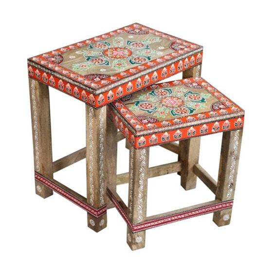 Набор из двух столиков DKD Home Decor Разноцветный Натуральный 45 x 30 x 45 cm 45 x 28,5 x 46 cm