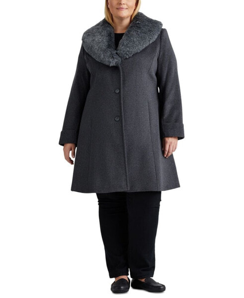 Women's Plus Size Faux-Fur-Trim Walker Coat