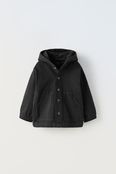 Canvas hooded overshirt