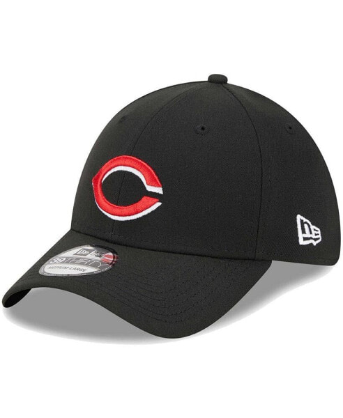Men's Black Cincinnati Reds Logo 39THIRTY Flex Hat