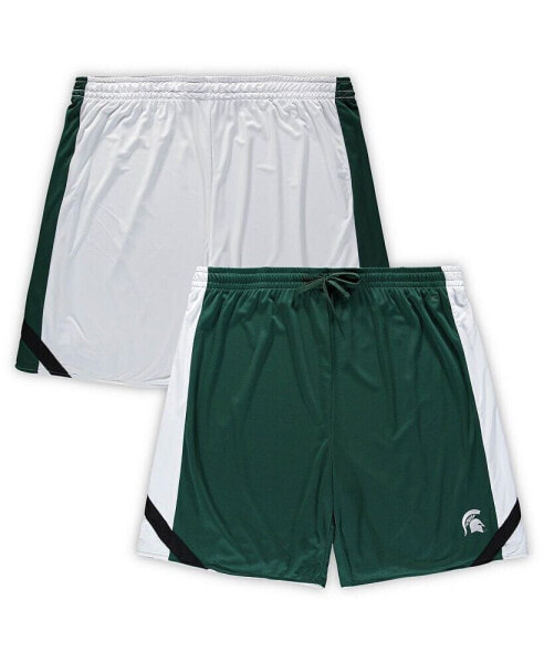 Men's Green, White Michigan State Spartans Big and Tall Team Reversible Shorts