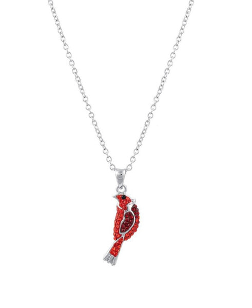 Red and White Crystal Cardinal Necklace (27/50 ct. t.w.) in Fine Silver Plated Brass
