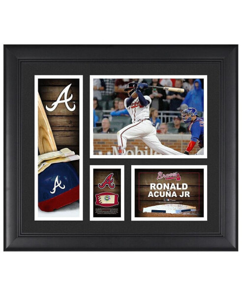 Ronald Acuna Jr. Atlanta Braves Framed 15'' x 17'' Player Collage with a Piece of Game-Used Baseball
