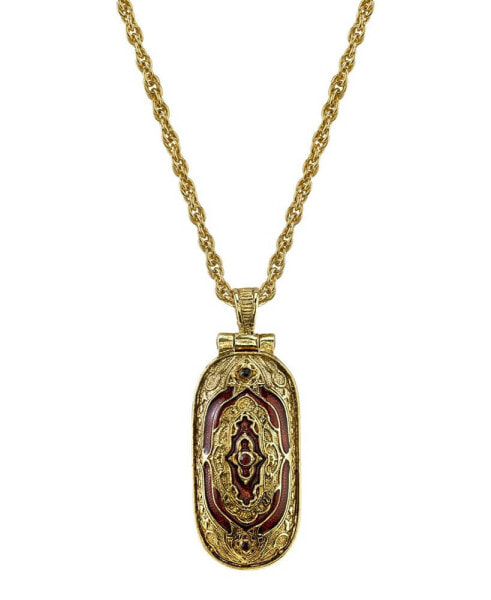 Symbols of Faith 14K Gold-Dipped Red Enamel Swing Open Pendant Enclosed Crucifix Necklace