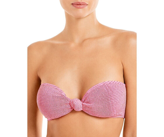 bond-eye The Sahara Textured Bandeau Bikini Top Pink Swimwear Size OS