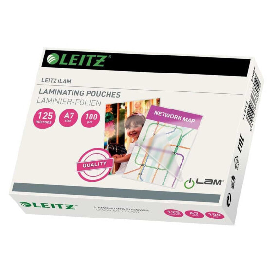 LEITZ A7 125 Microns 111x80 mm Laminating Pouches 100 Units