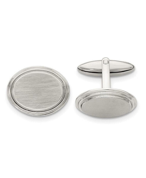 Stainless Steel Brushed and Polished Oval Cufflinks