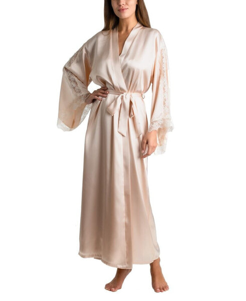 Пижама Linea Donatella Шелковая ночная халатная модель Luxe Brides Blushной длины