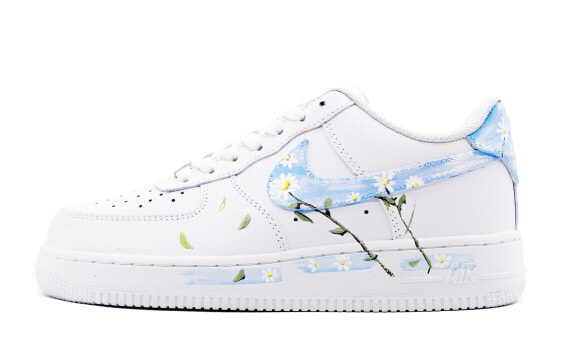 Кроссовки женские Nike Air Force 1 Low "Национальный стиль Летние маргаритки" сине-белые