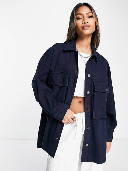 Waven – Oversize-Hemdjacke im Blau