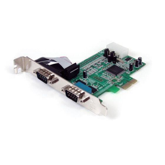 StarTech.com 2-port PCI Express RS232 Serial Adapter Card - PCIe RS232 Serial Host Controller Card - PCIe to Dual Serial DB9 Card - 16550 UART - Expansion Card - Windows & Linux - PCIe - Serial - PCIe 1.0 - RS-232 - Green - ASIX - MCS9922CV-AA