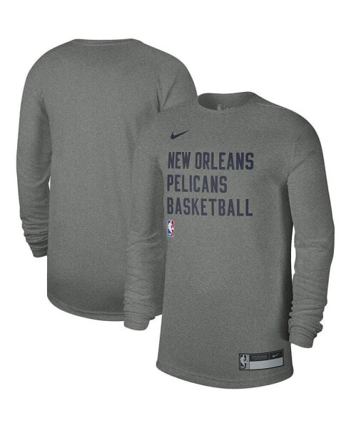 Men's and Women's Heather Gray New Orleans Pelicans 2023/24 Legend On-Court Practice Long Sleeve T-shirt