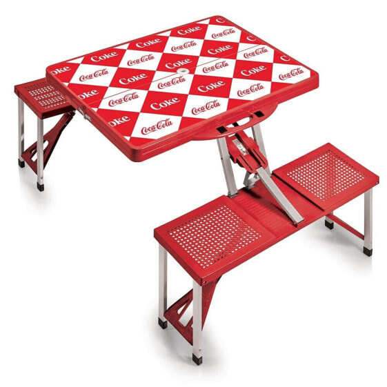 Переносной складной стол для пикника Oniva Coca-Cola в клетчатом стиле с местами для сидения