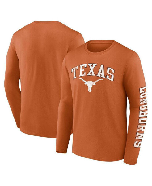 Men's Texas Orange Texas Longhorns Distressed Arch Over Logo Long Sleeve T-shirt