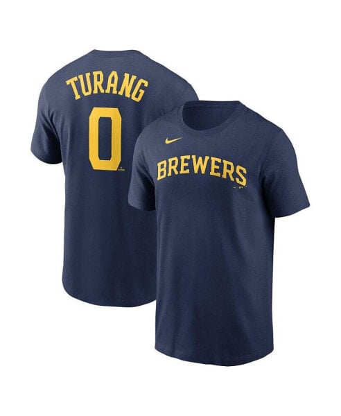 Men's Brice Turang Navy Milwaukee Brewers Name Number T-Shirt