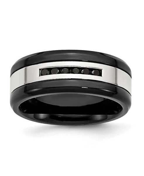 Stainless Steel Black Cubic Zirconia Band Ring