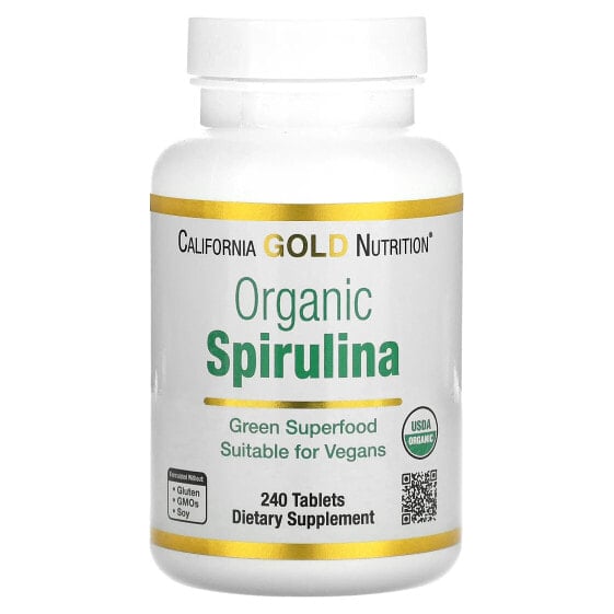 БАД California Gold Nutrition Organic Spirulina, 1,500 мг, 60 таблеток (500 мг на таблетку)