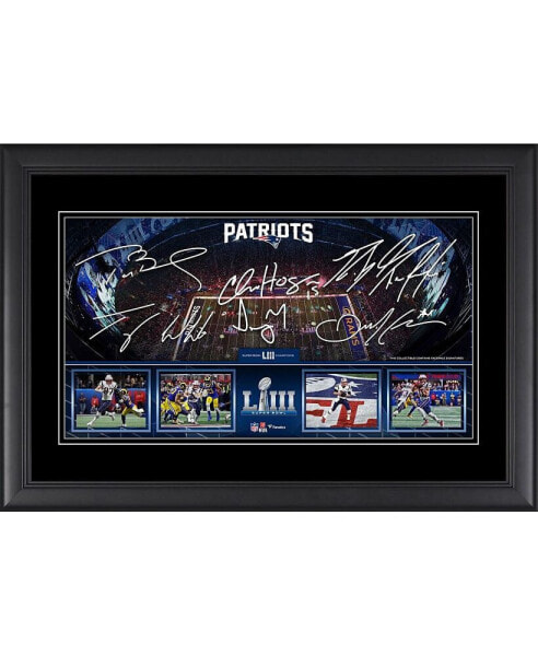 New England Patriots Framed 10" x 18" Super Bowl LIII Champions Panoramic Collage with Facsimile Signatures