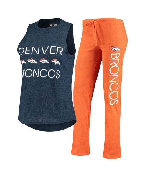 Women's Orange, Navy Denver Broncos Muscle Tank Top and Pants Sleep Set