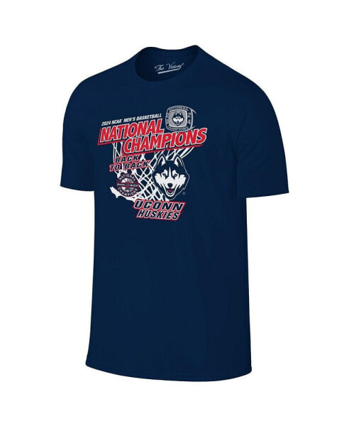 Men's Navy UConn Huskies Back-To-Back NCAA Men's Basketball National Champions T-Shirt