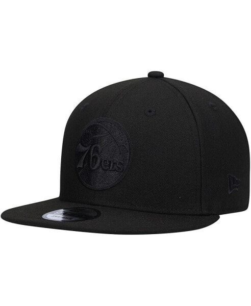 Men's Philadelphia 76ers Black On Black 9FIFTY Snapback Hat