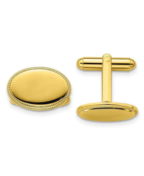 Kelly Waters Gold-plated Polished Beaded Oval Engravable Cuff Links