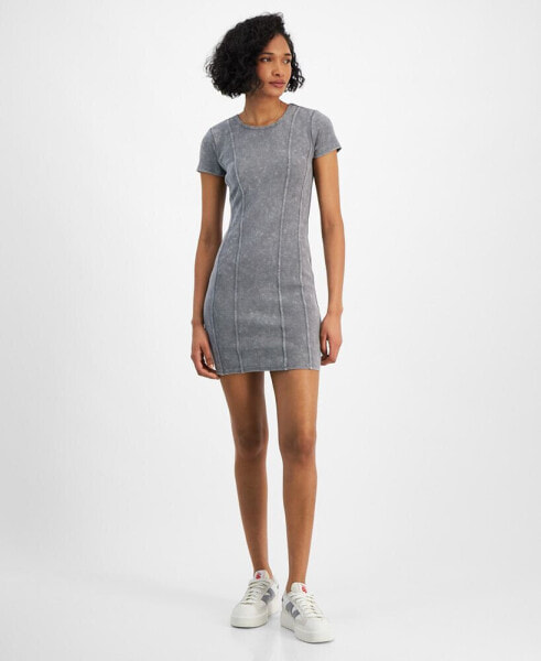 Juniors' Ribbed Knit T-Shirt Dress