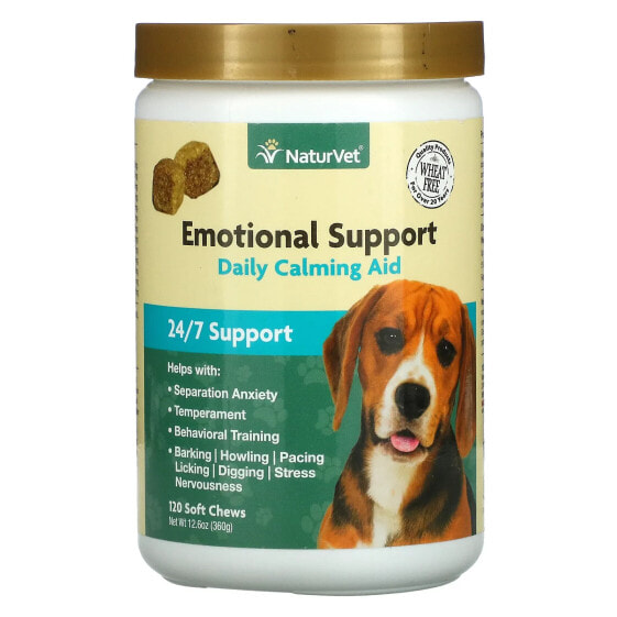 Emotional Support, Daily Calming Aid +24/7 Support, For Dogs, 120 Soft Chews, 12.6 oz (360 g)