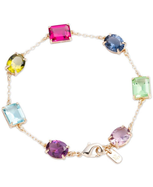 Gold-Tone Multicolor Stone Flex Bracelet