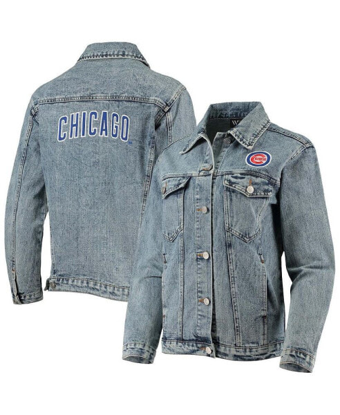 Women's Chicago Cubs Team Patch Denim Button-Up Jacket