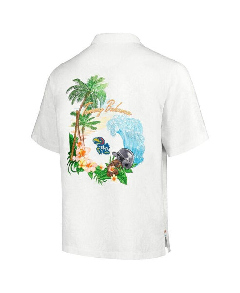 Men's White Kansas Jayhawks Castaway Game Camp Button-Up Shirt