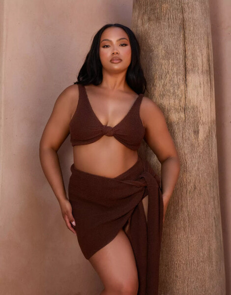 Moda Minx Curve X Bernadette Afia scrunch sarong in coffee