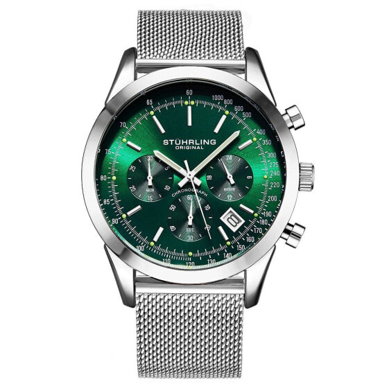 Men's Monaco Silver-tone Mixed Metal , Green Dial , 44mm Round Watch