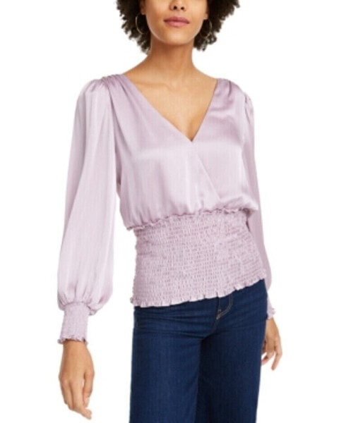 Leyden Smocked Surplice Top Pale Lavender XS