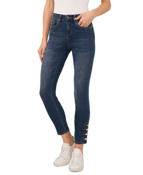 Women's Imitation-Pearl-Trim High-Rise Skinny Jeans