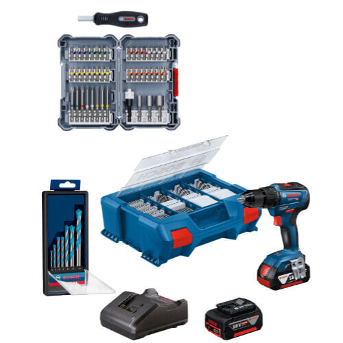 Bosch GSR 18V-55 inkl. 83 AC-Set + CYL-9 Bohrerset + Bitset