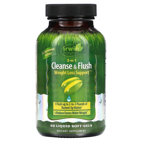БАД для пищеварения Irwin Naturals 2-в-1 Cleanse & Flush, 60 жидких капсул