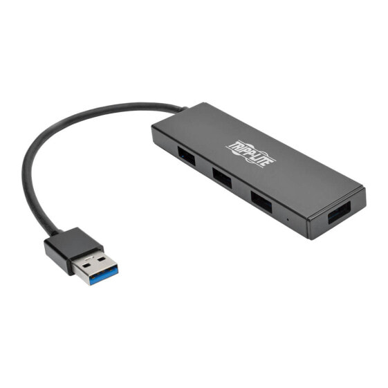 Tripp 4-Port Ultra-Slim Portable USB 3.0 SuperSpeed Hub - USB 3.2 Gen 1 (3.1 Gen 1) Type-A - USB 2.0,USB 3.2 Gen 1 (3.1 Gen 1) Type-A - 5000 Mbit/s - Black - RoHS - USB