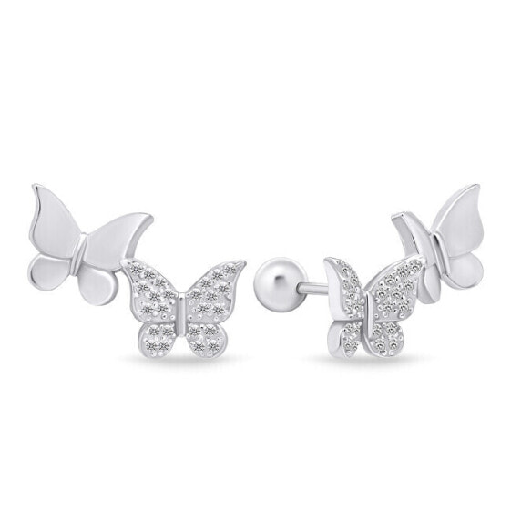 Playful silver earrings Butterflies EA632W