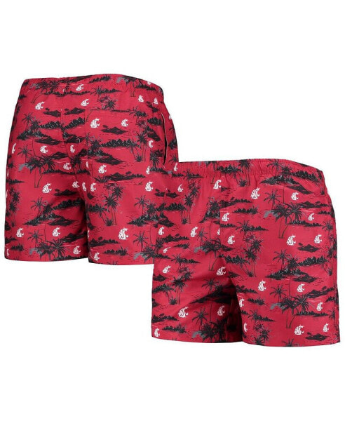 Men's Crimson Washington State Cougars Island Palm Swim Trunks